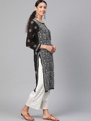 chikankari straight kurta - 17220735 - Standard Image - 3