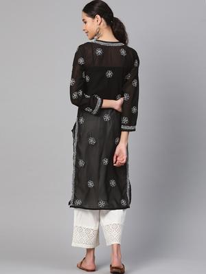 chikankari straight kurta - 17220735 - Standard Image - 4