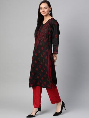 chikankari straight kurta - 17220742 - Standard Image - 2