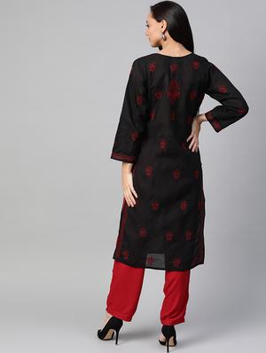 chikankari straight kurta - 17220742 - Standard Image - 3