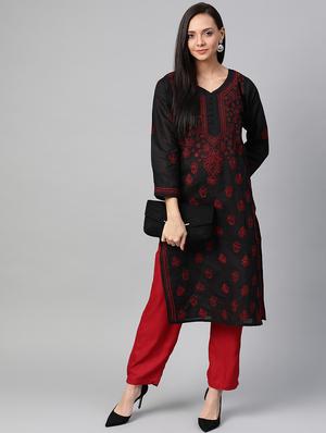 chikankari straight kurta - 17220742 - Standard Image - 4