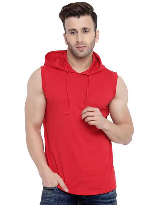 red solid hooded t-shirt - 17220922 - Standard Image - 1