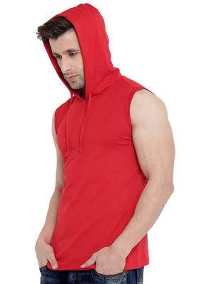 red solid hooded t-shirt - 17220922 - Standard Image - 2