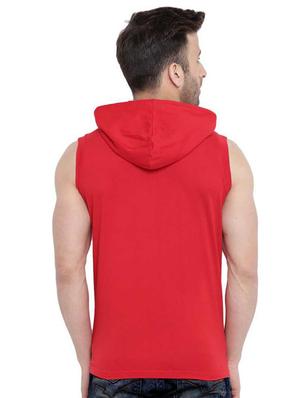 red solid hooded t-shirt - 17220922 - Standard Image - 3