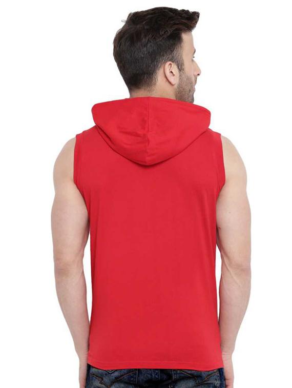 red solid hooded t-shirt - 17220922 - Zoom Image - 3