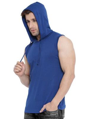 blue solid hooded t-shirt - 17220923 - Standard Image - 2