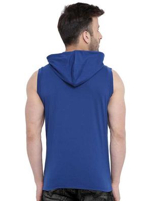 blue solid hooded t-shirt - 17220923 - Standard Image - 3