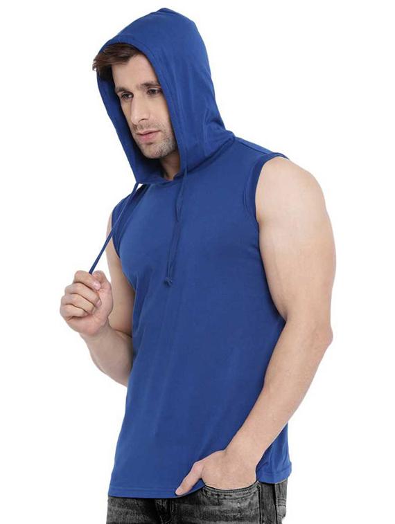 blue solid hooded t-shirt - 17220923 - Zoom Image - 2