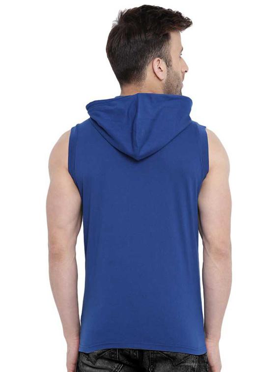 blue solid hooded t-shirt - 17220923 - Zoom Image - 3