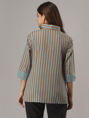 navy blue cotton regular shirt - 17220984 - Standard Image - 3