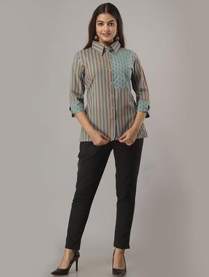 navy blue cotton regular shirt - 17220984 - Standard Image - 4