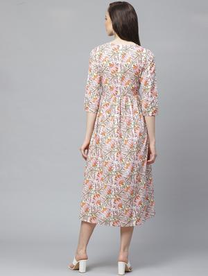 key hole neck floral a-line dress - 17225519 - Standard Image - 3