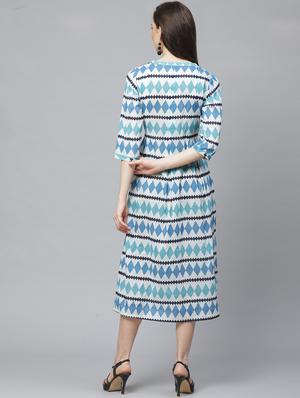round neck printed a-line dress - 17225522 - Standard Image - 3