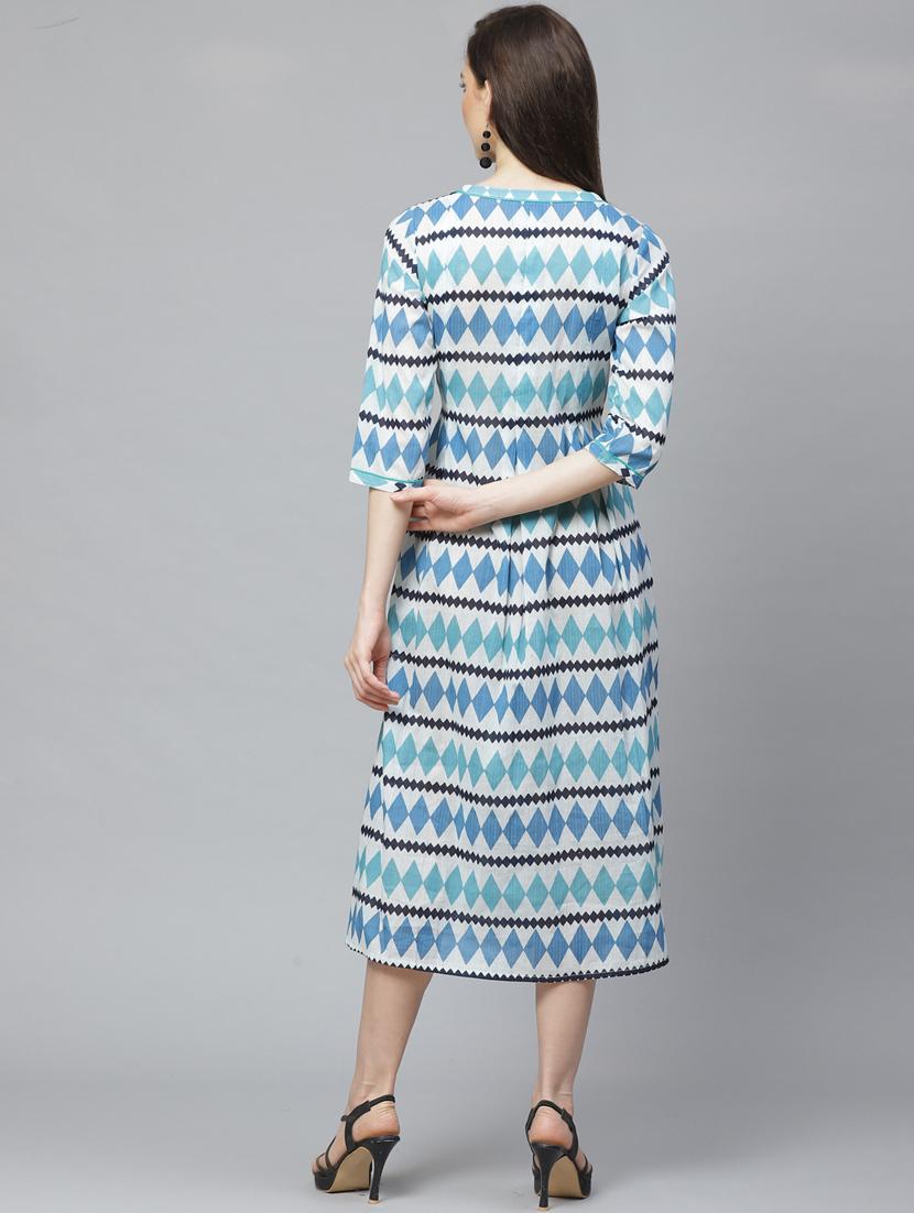 round neck printed a-line dress - 17225522 - Zoom Image - 3