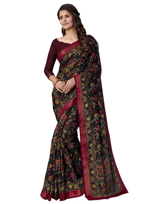 floral printed saree with blouse - 17225608 - Very Small Image - 1