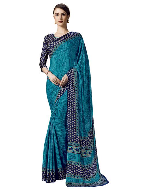 bordered printed saree with blouse - 17225688 - Standard Image - 1