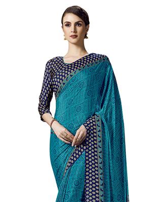 bordered printed saree with blouse - 17225688 - Standard Image - 2