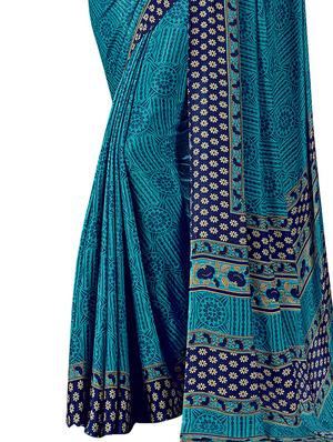 bordered printed saree with blouse - 17225688 - Standard Image - 4