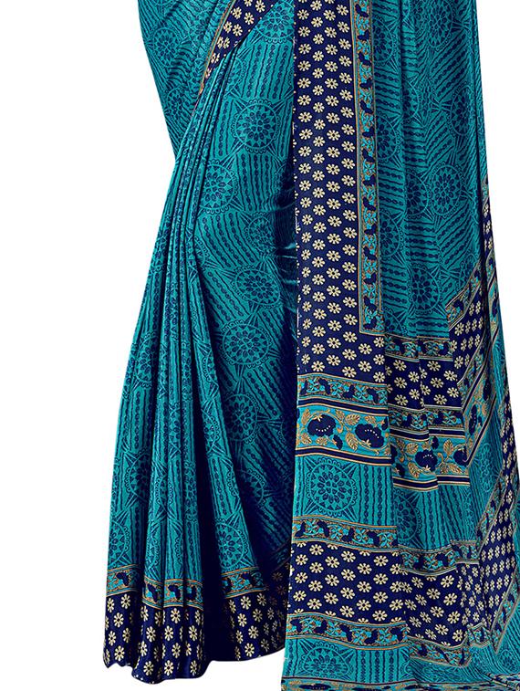 bordered printed saree with blouse - 17225688 - Zoom Image - 4