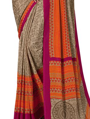 bordered printed saree with blouse - 17225689 - Standard Image - 4