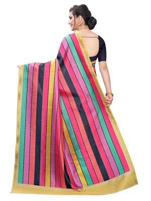 striped printed saree with blouse - 17225707 - Standard Image - 2