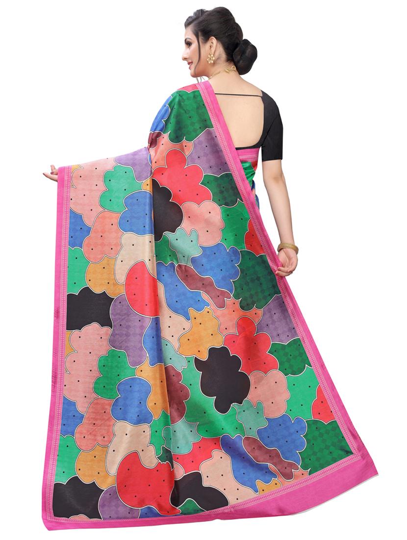 color block printed saree with blouse - 17225708 - Zoom Image - 2