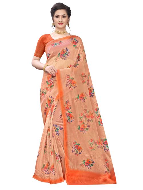 floral printed saree with blouse - 17225713 - Standard Image - 1
