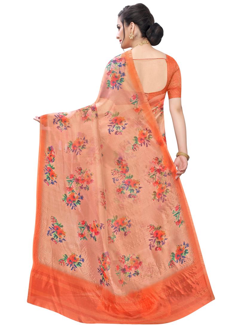 floral printed saree with blouse - 17225713 - Zoom Image - 2