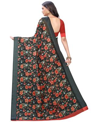 floral printed saree with blouse - 17225718 - Standard Image - 2