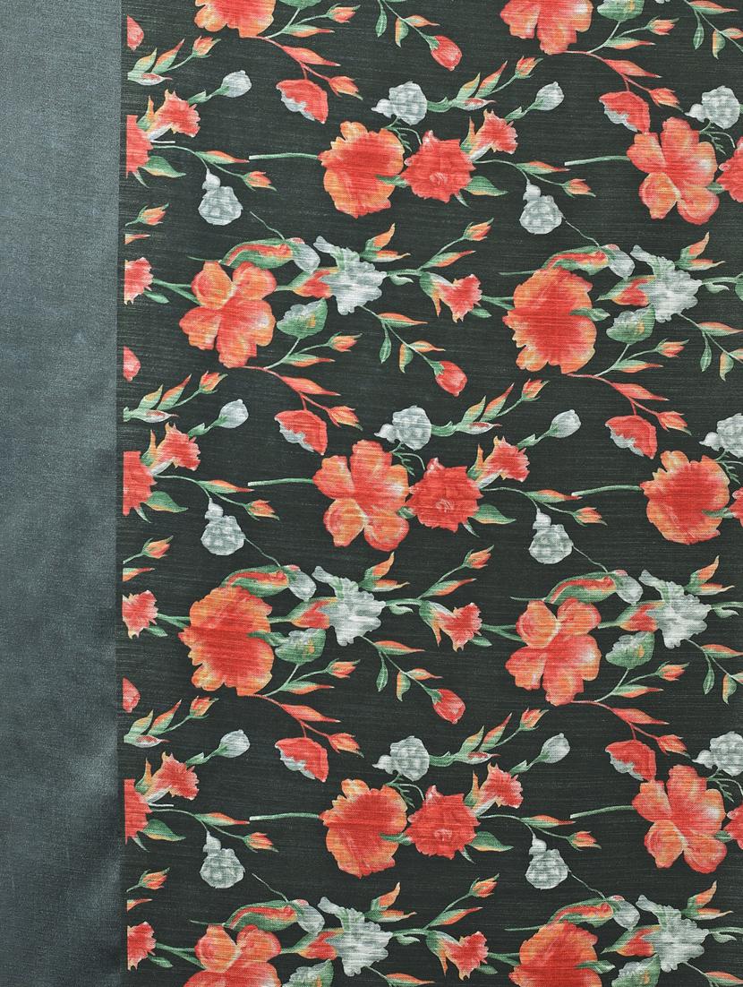floral printed saree with blouse - 17225718 - Zoom Image - 4