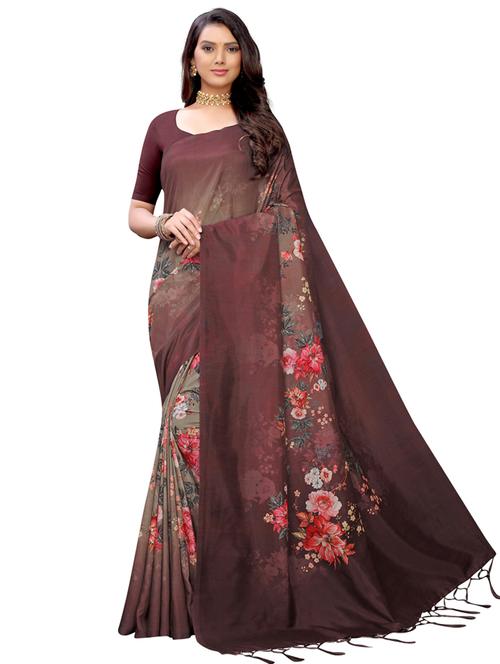 floral printed saree with blouse - 17225721 - Standard Image - 1