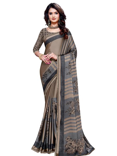 striped printed saree with blouse - 17225749 - Standard Image - 1