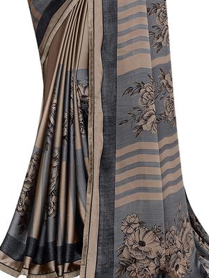 striped printed saree with blouse - 17225749 - Standard Image - 3