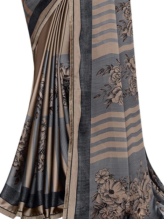 striped printed saree with blouse - 17225749 - Zoom Image - 3