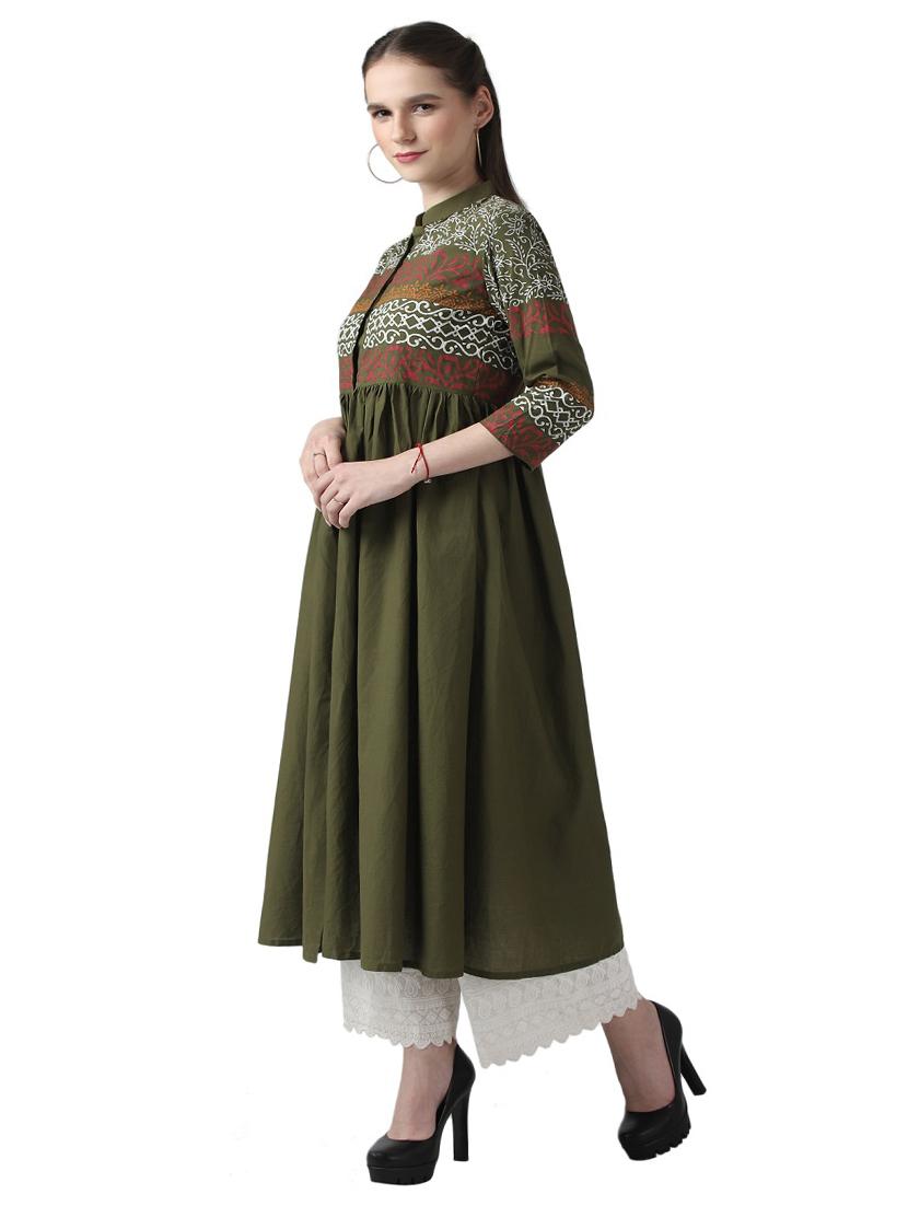 floral print flared kurta - 17225843 - Zoom Image - 2
