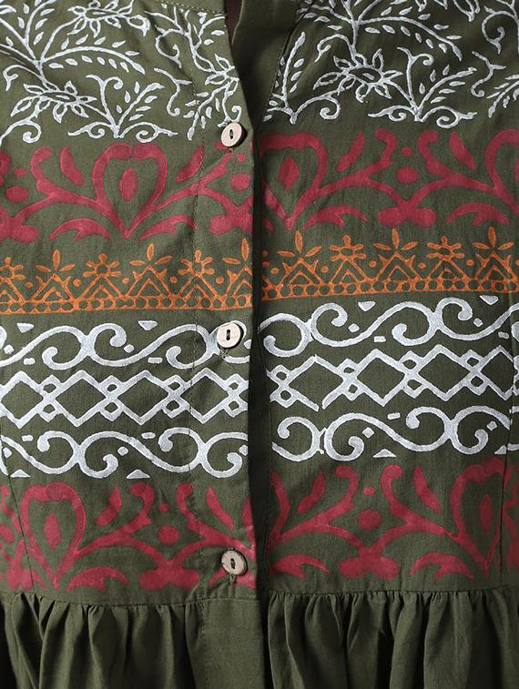 floral print flared kurta - 17225843 - Zoom Image - 4