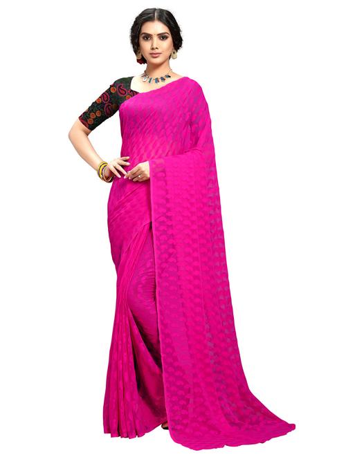 solid woven saree with blouse - 17225852 - Standard Image - 1