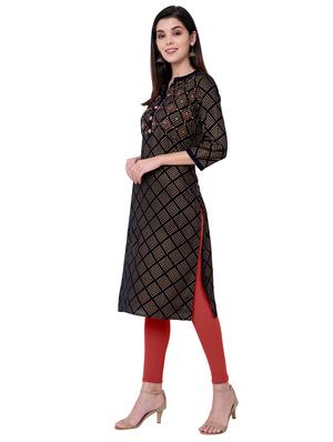gold print straight kurta - 17225883 - Standard Image - 2