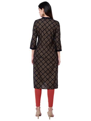 gold print straight kurta - 17225883 - Standard Image - 3