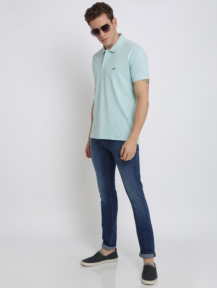 blue solid polo t-shirt - 17225908 - Zoom Image - 4
