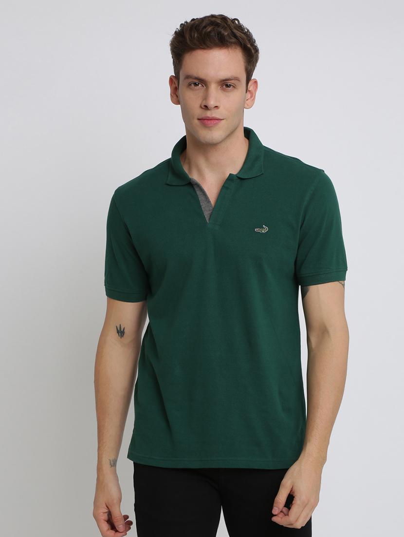 green solid collared t-shirt - 17225910 - Zoom Image - 1
