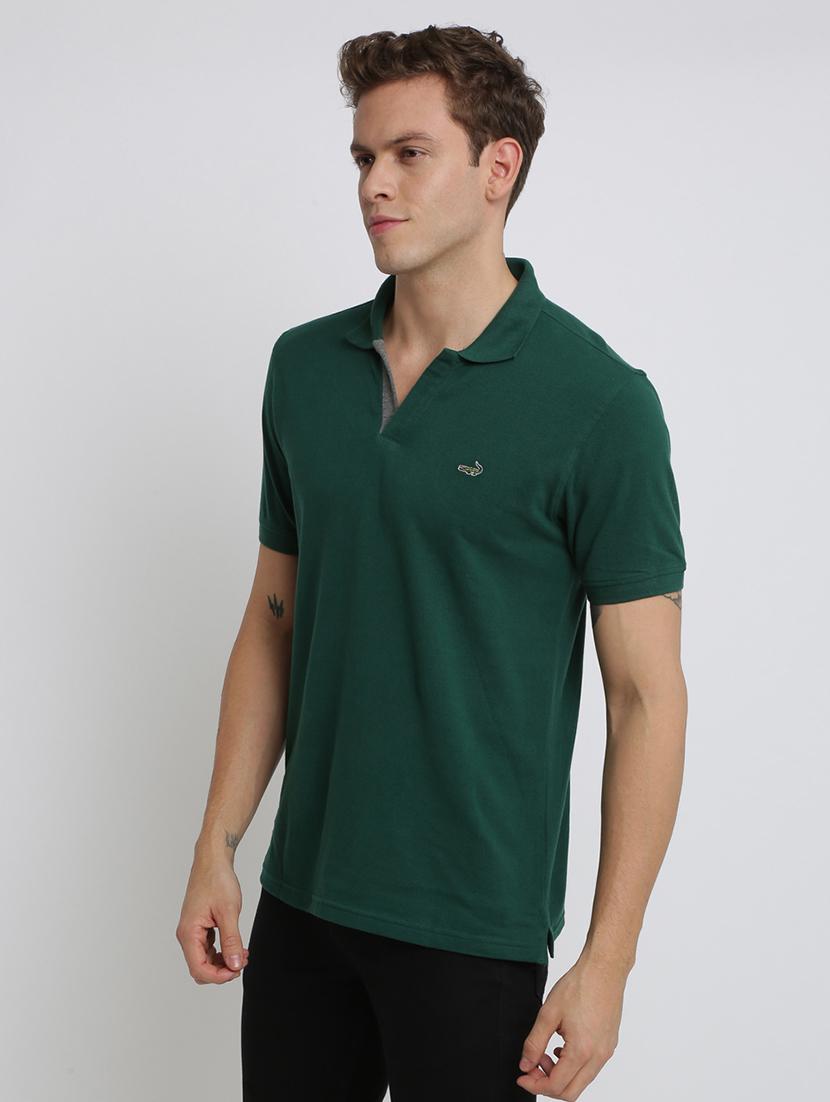 green solid collared t-shirt - 17225910 - Zoom Image - 2