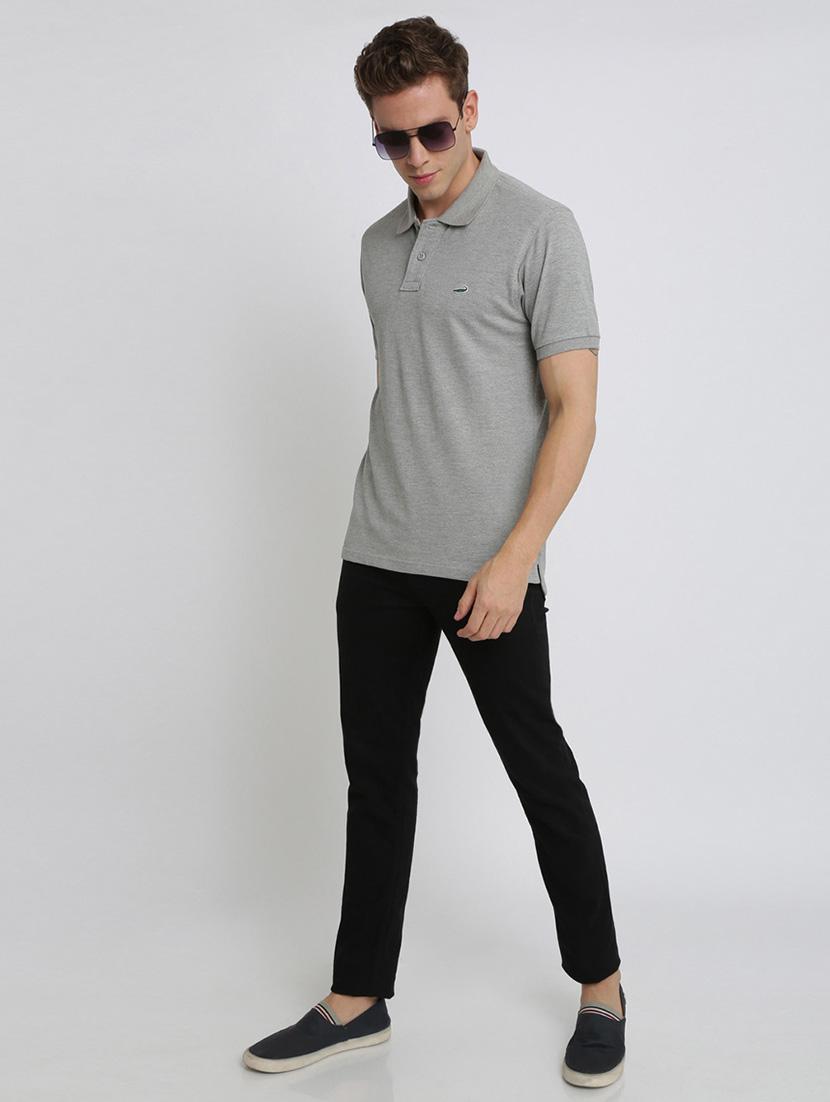 grey solid polo t-shirt - 17225941 - Zoom Image - 4