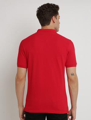 red solid collared t-shirt - 17225947 - Standard Image - 3
