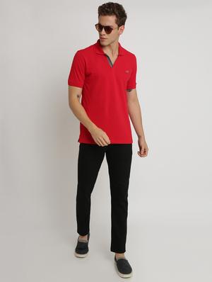 red solid collared t-shirt - 17225947 - Standard Image - 4