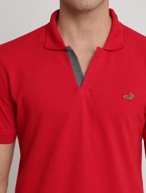 red solid collared t-shirt - 17225947 - Standard Image - 5