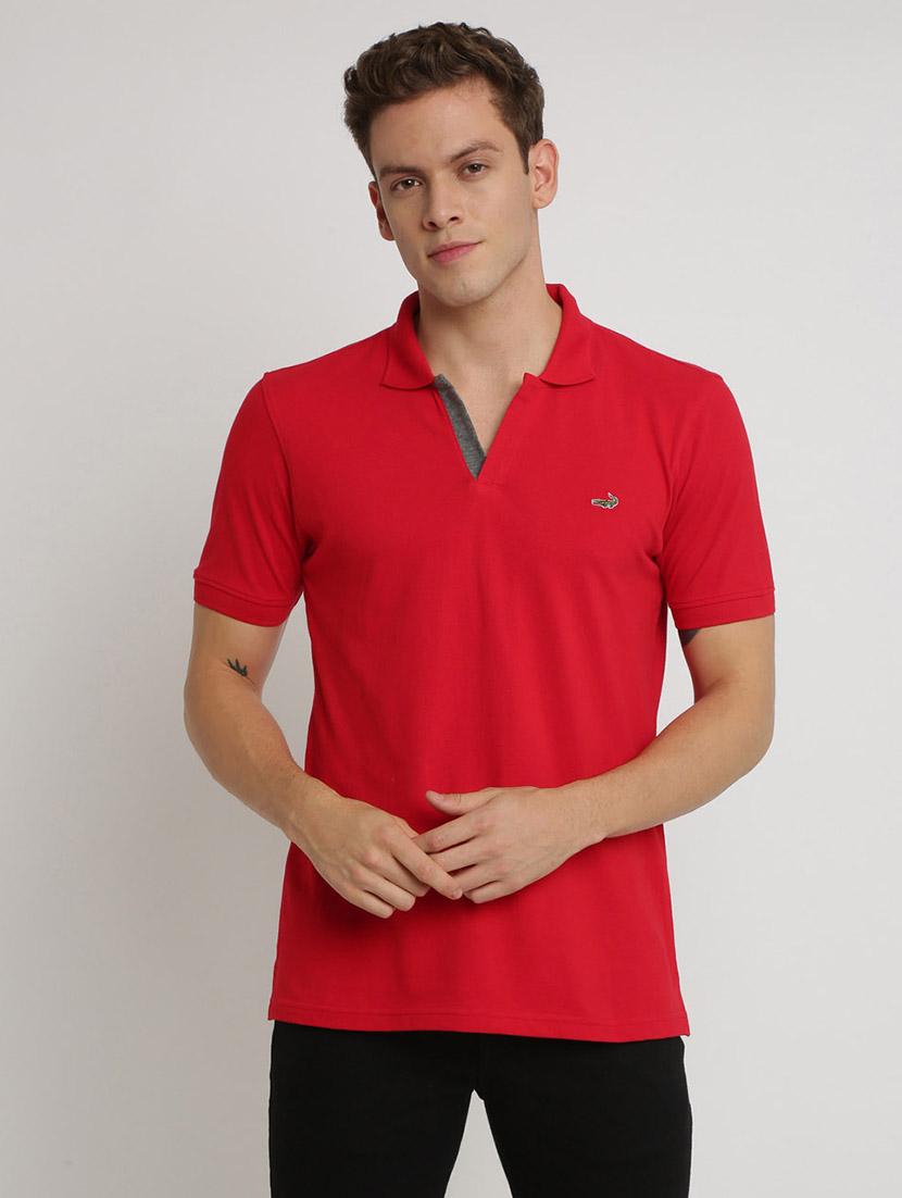 red solid collared t-shirt - 17225947 - Zoom Image - 1