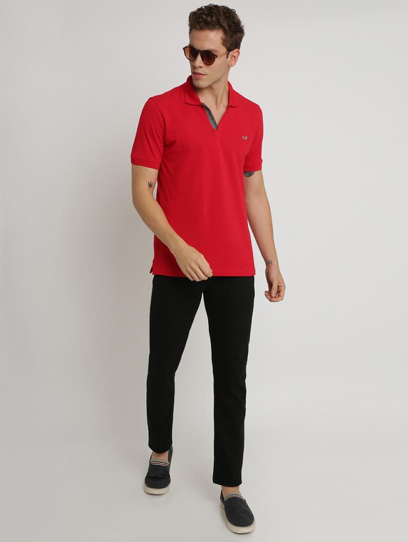 red solid collared t-shirt - 17225947 - Zoom Image - 4