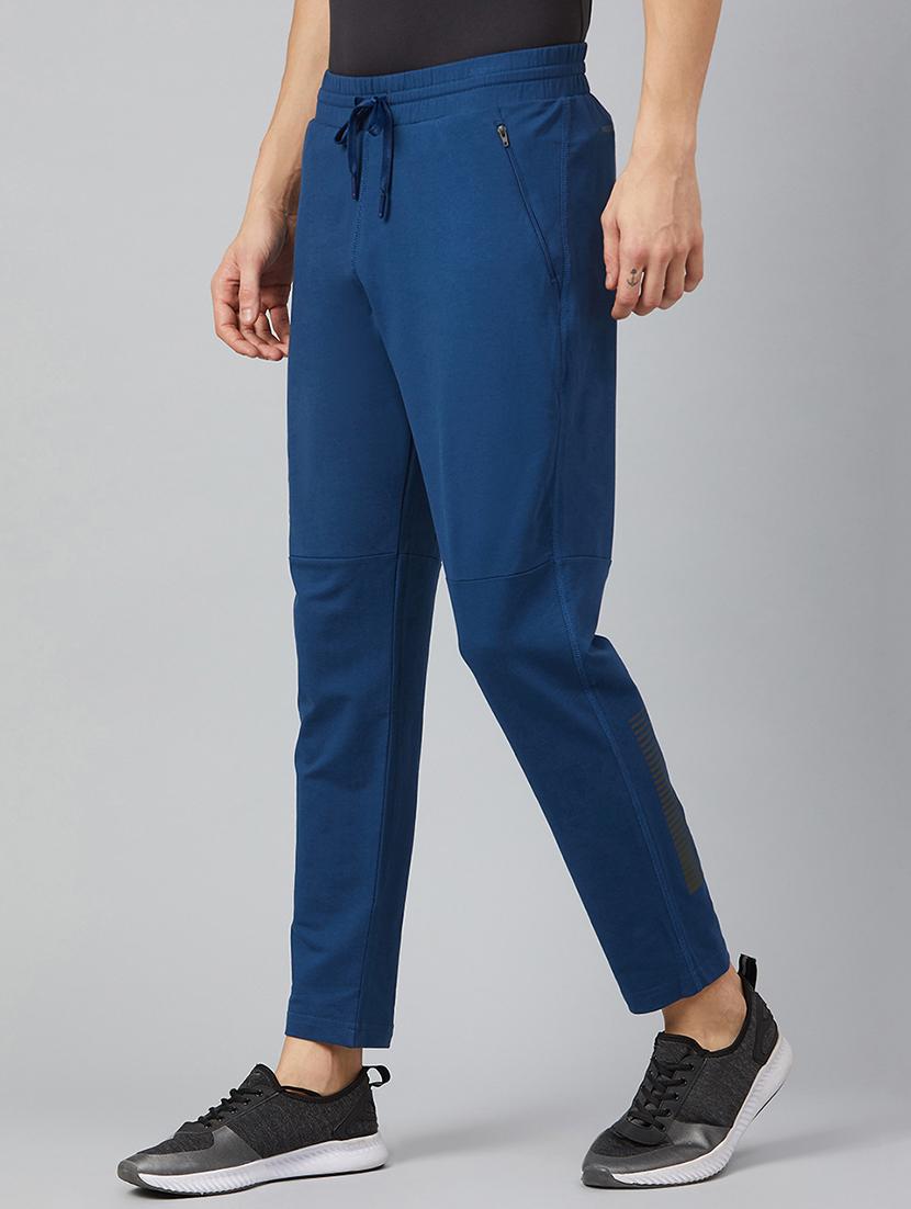 blue solid full length track pant - 17226073 - Zoom Image - 2