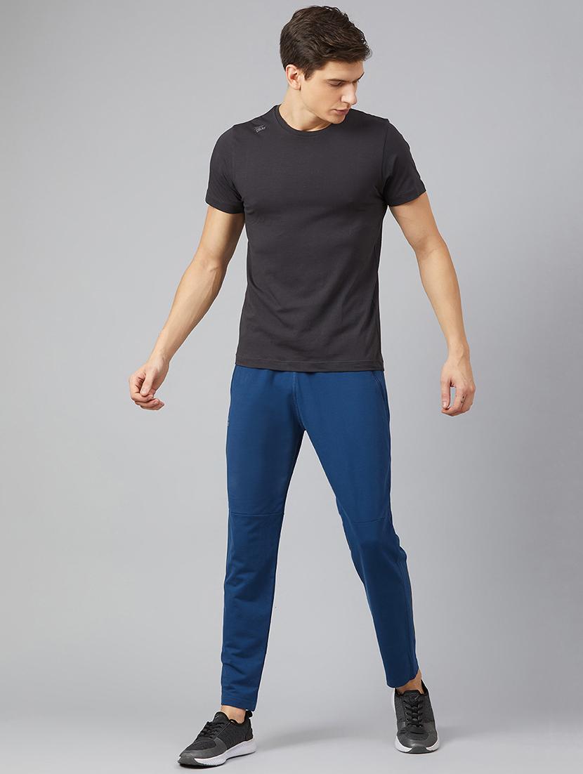blue solid full length track pant - 17226073 - Zoom Image - 4